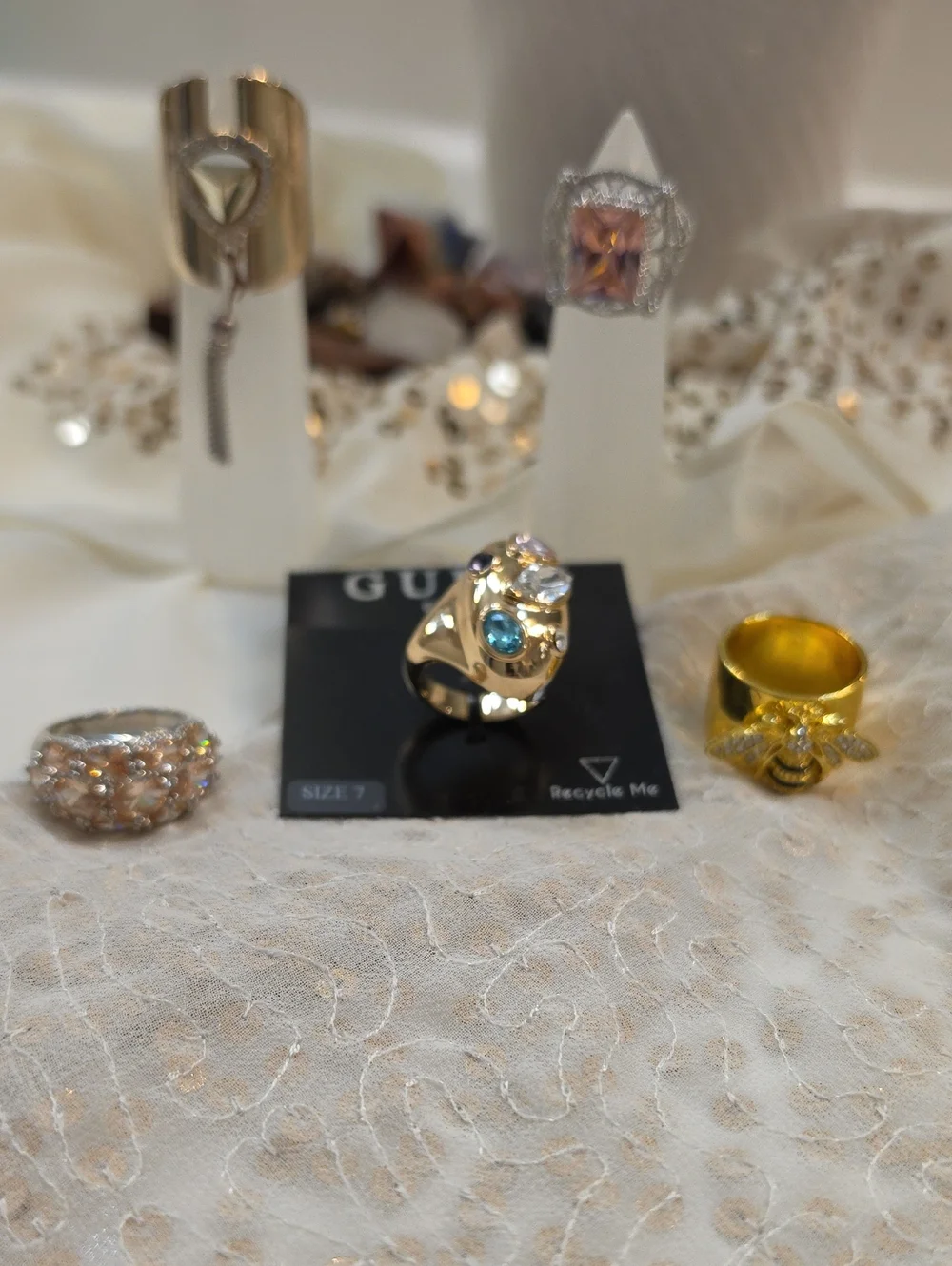 Glam Ring Bundle Of 5 Gold/silvertone Rings
